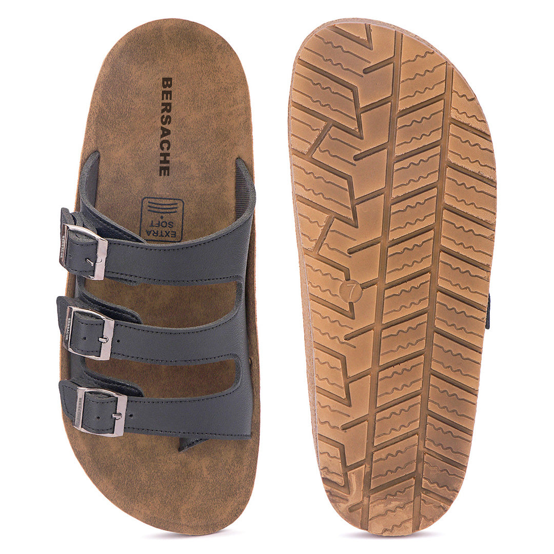 Bersache Extra Soft Classic Casual with Back Strap Regular wear with Ultra Soft & Flexibility Technology Flip-Flop for Men's/ Boy's-(Black-6223)