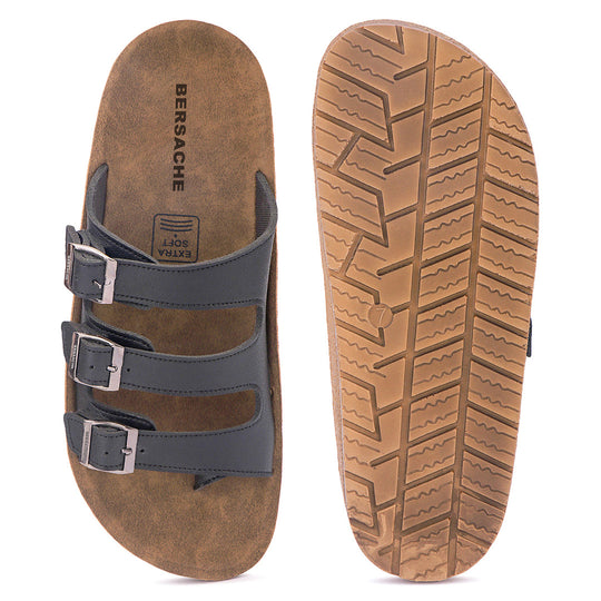 Bersache Extra Soft Classic Casual with Back Strap Regular wear with Ultra Soft & Flexibility Technology Flip-Flop for Men's/ Boy's-(Black-6223)
