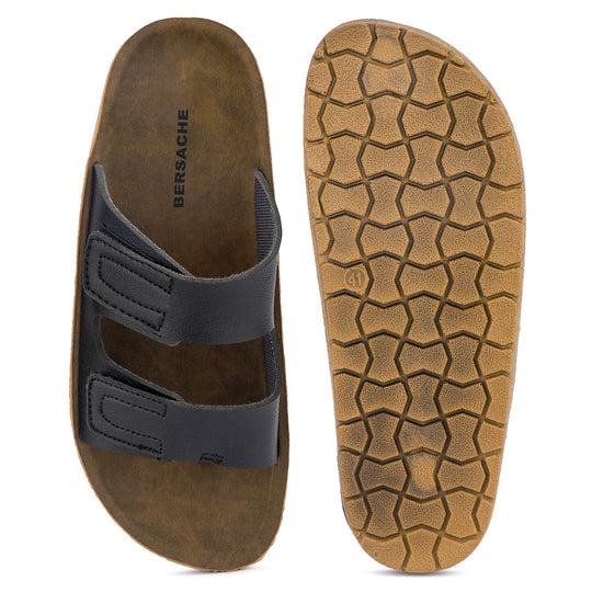 Bersache Extra Soft Classic Casual with Back Strap Regular wear with Ultra Soft & Flexibility Technology Flip-Flop for Men's/ Boy's-(Black-6222)