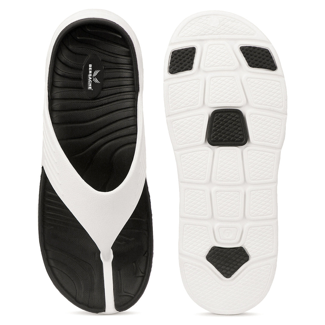 Bersache Extra Soft Classic Casual  with Regular wear with Ultra Soft & Flexibility Technology Sandals for Men's-(6342- White & Black)
