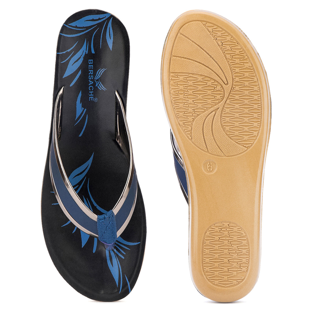 Bersache Extra Soft Classic Casual with  Regular wear with Ultra Soft & Flexibility Technology Slipper For Women's & Girl's-(6237-Blue)