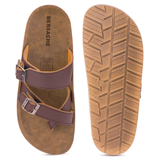 Bersache Extra Soft Classic Casual with Back Strap Regular wear with Ultra Soft & Flexibility Technology Flip-Flop for Men's/ Boy's-(Brown-6224)