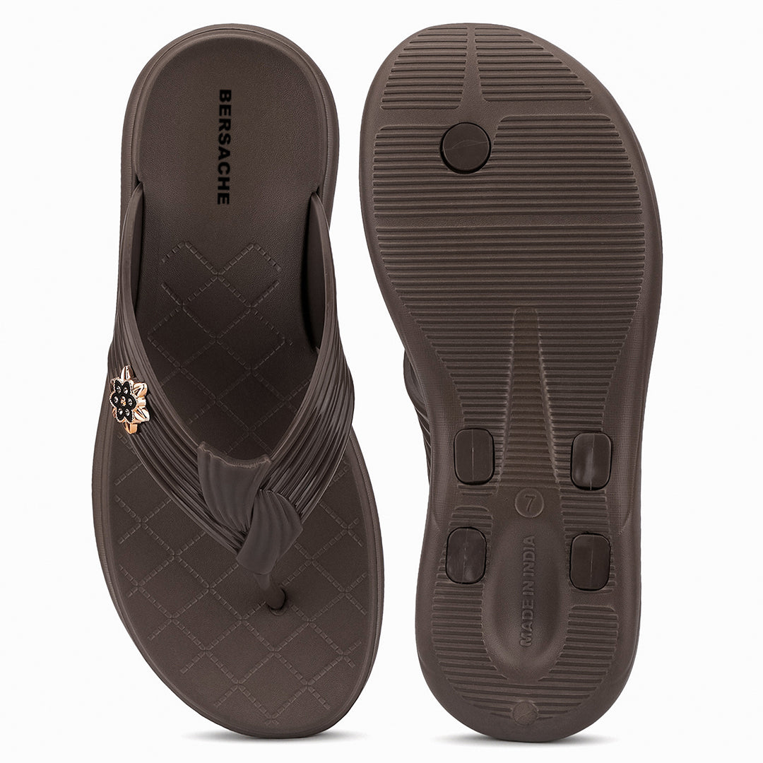 Bersache Extra Soft Classic Casual  with Regular wear with Ultra Soft & Flexibility Technology Slipper for Women's-(6372-Brown).