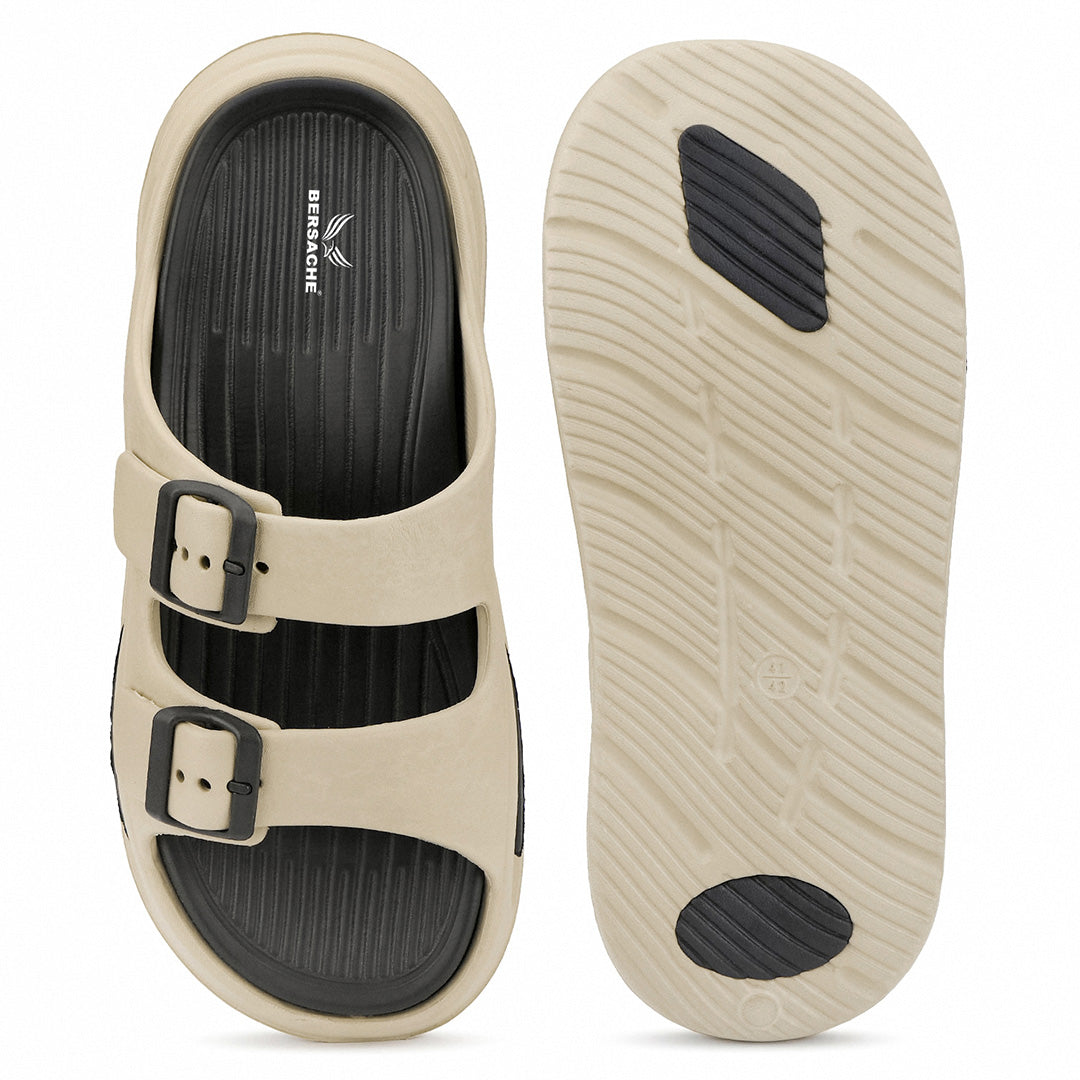 Bersache Extra Soft Classic Casual CHAPPAL with  Regular wear with Ultra Soft & Flexibility Technology  Slippers for Men's-(6346-Beige & Black)