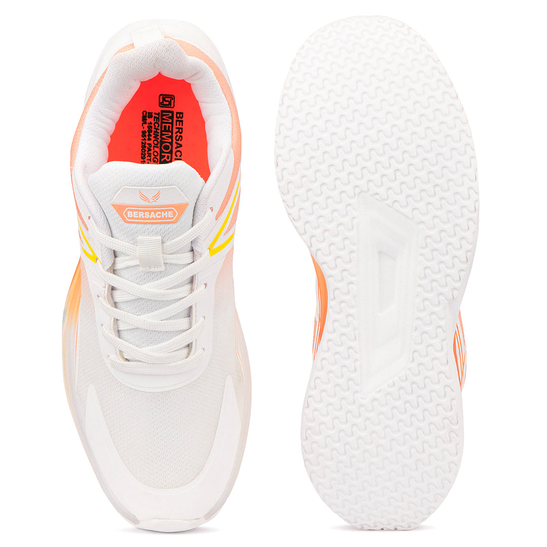 Bersache Casual Sneaker shoe for Men| Soft Cushioned Insole , Slip-Resistance Casuals For Men (Orange & White-9226)