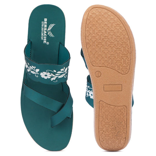 Bersache Extra Soft Classic Casual with  Regular wear with Ultra Soft & Flexibility Technology Flip-Flop for Women's & Girl's (6243-Green)