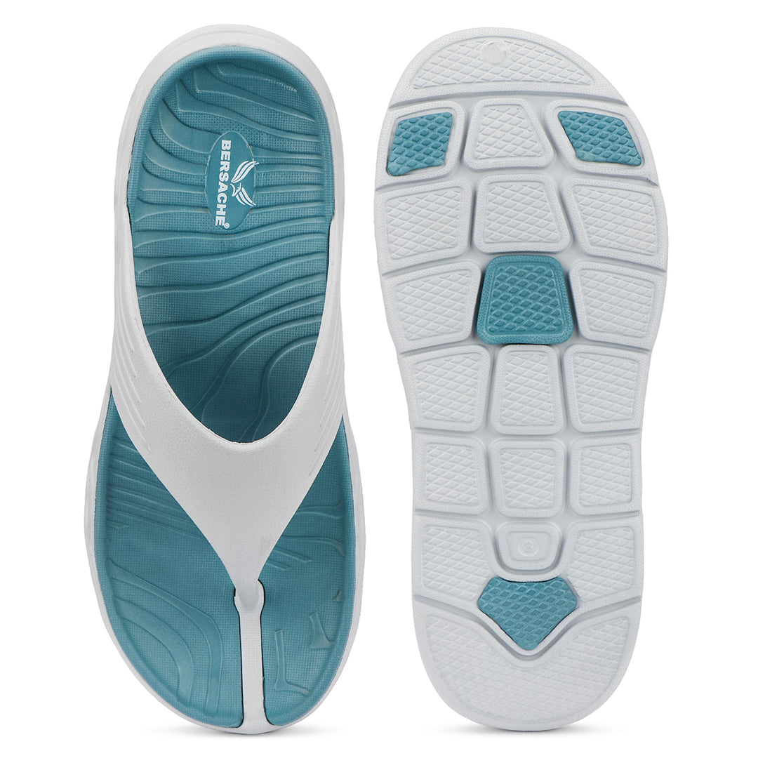 Bersache Extra Soft Classic Casual  with  Regular wear with Ultra Soft & Flexibility Technology Flip-Flop for Men's-(6343- White & Sea-Green)