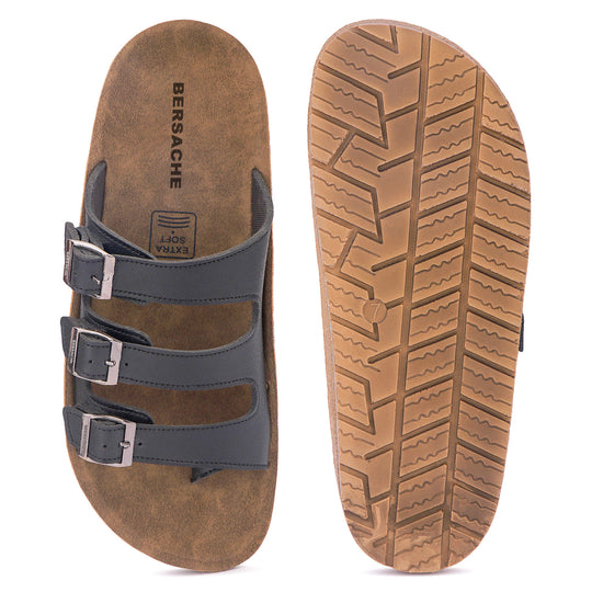 Bersache Extra Soft Classic Casual with  Regular wear with Ultra Soft & Flexibility Technology Sandal For Men's & Boy's-Black-6223