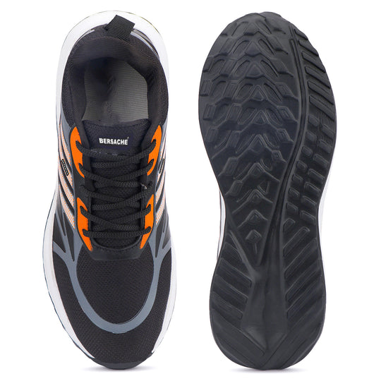 Bersache Lightweight Casual Sneaker Shoes For Men Black-8073