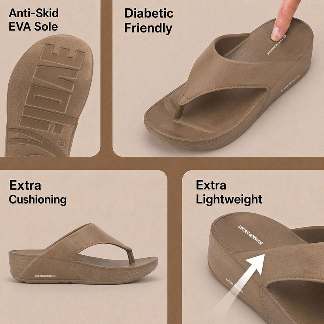 Doctor Bersache Newly Launched Orthopedic Comfort Slipper & Flip-flop for Men | Diabetic Friendly | Extra Cushioning | Arch Support | Pain Brown-DS111.