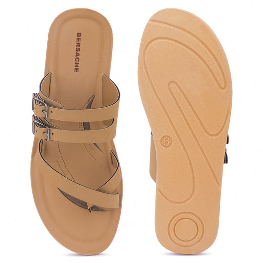 Bersache Extra Soft Classic Casual with  Regular wear with Ultra Soft & Flexibility Technology Sandal For Women's/Girl's-Tan(beige)-6226