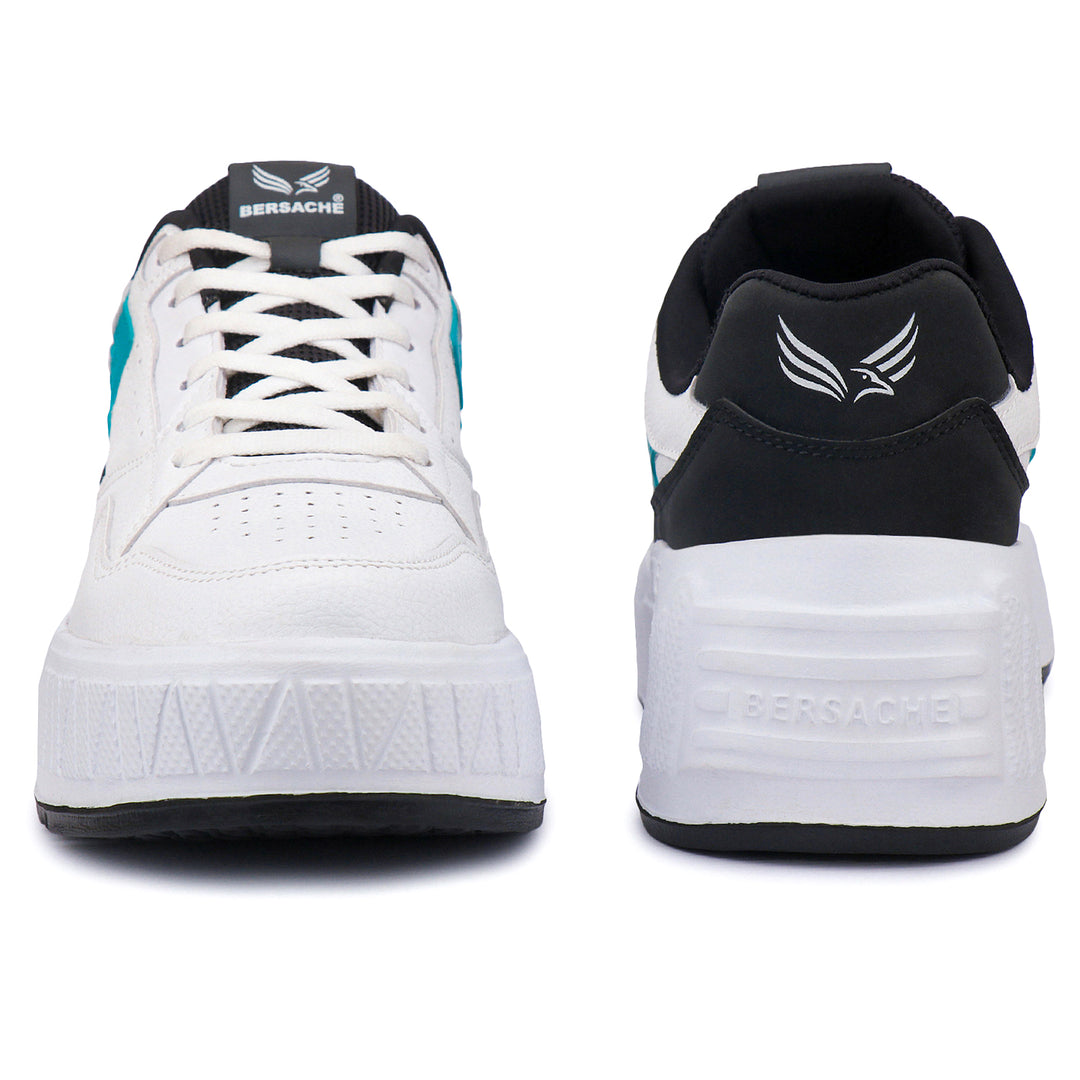 Bersache Lightweight Sports Running Shoes For Men Light (White & Black-8047)