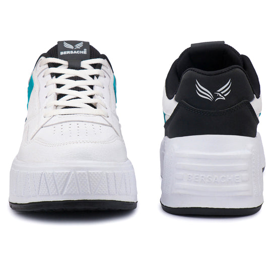 Bersache Lightweight Sports Running Shoes For Men Light (White & Black-8047)