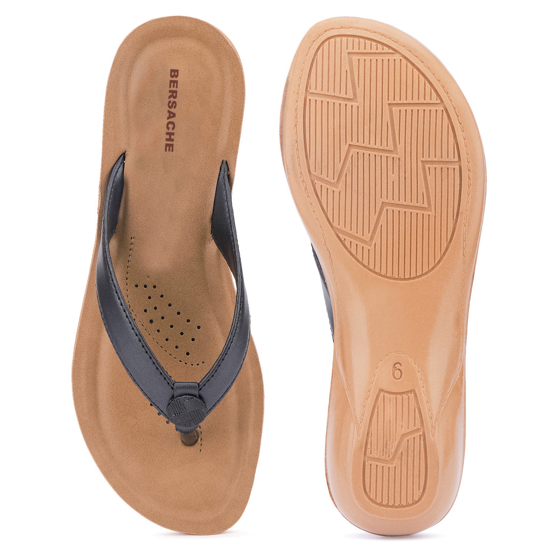 Bersache Extra Soft Classic Casual with  Regular wear with Ultra Soft & Flexibility Technology Flip Flop For women's/Girl's-(Black-6229)