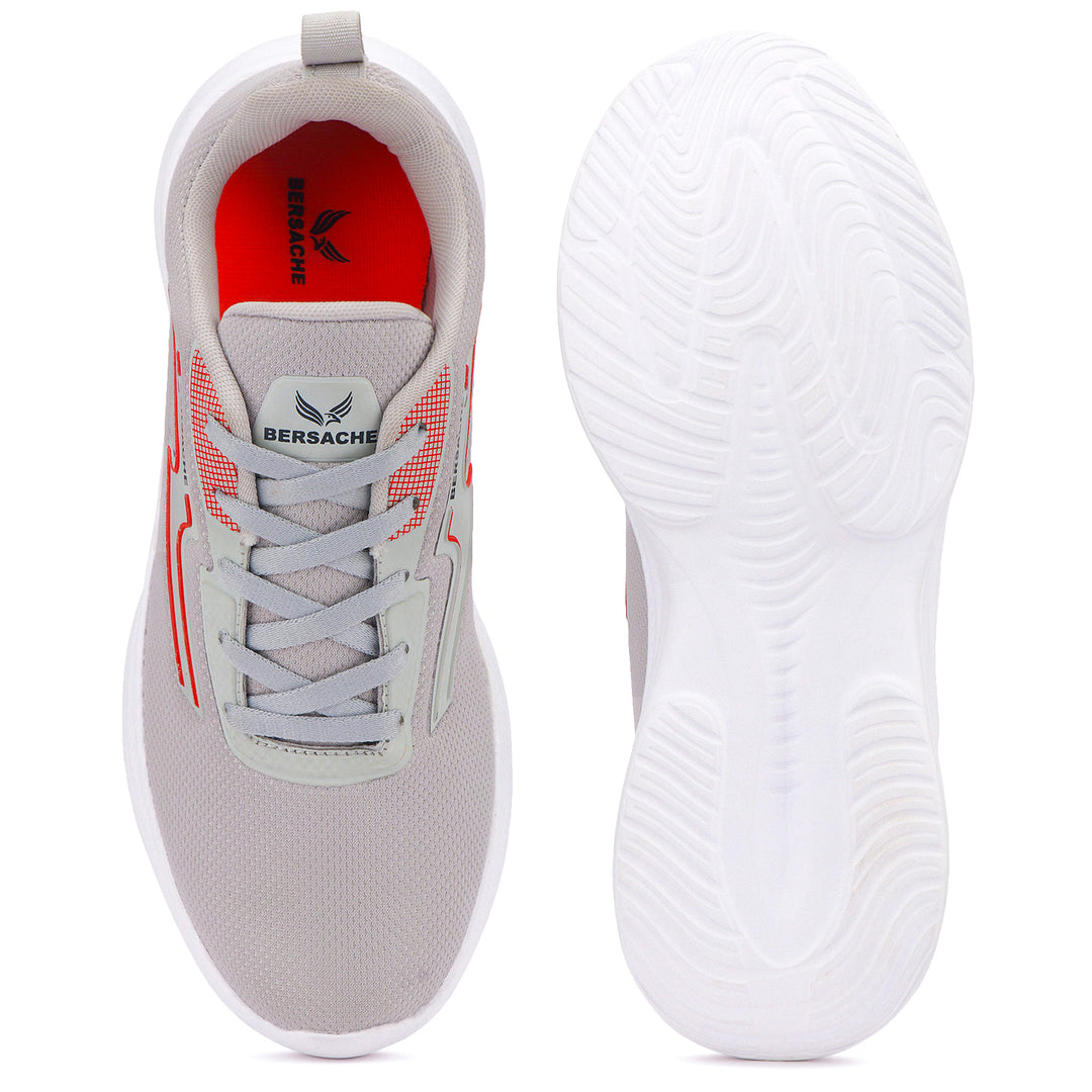 Bersache Lightweight Casual Sneaker Shoes For Men Light Grey-8085