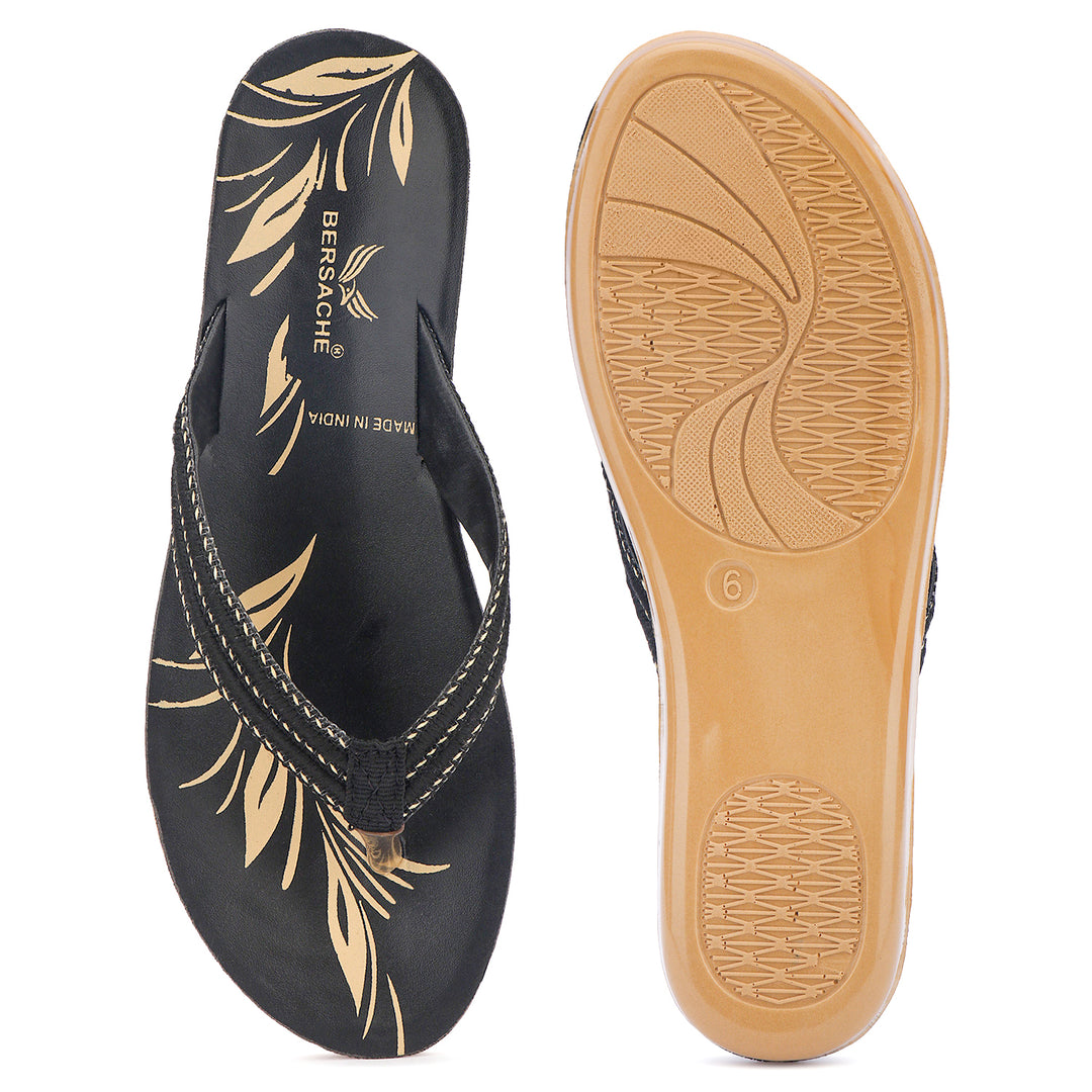 Bersache Extra Soft Classic Casual with  Regular wear with Ultra Soft & Flexibility Technology Sandal's For Women's & Girl's-Black-6232