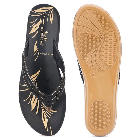 Bersache Extra Soft Classic Casual with  Regular wear with Ultra Soft & Flexibility Technology Sandal's For Women's & Girl's-Black-6232