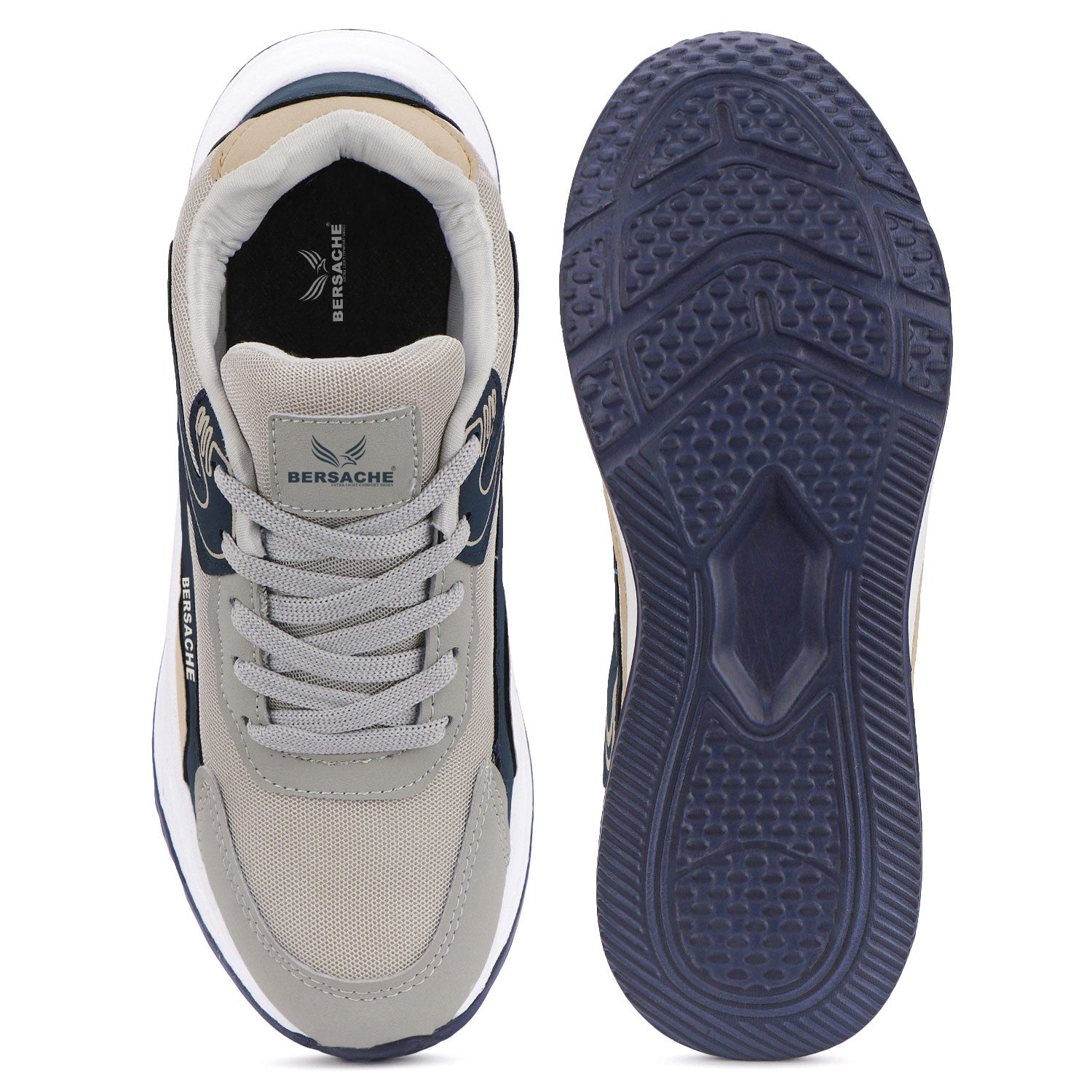 Bersache Casual Sneaker shoe for Men| Soft Cushioned Insole , Slip-Resistance Casuals For Men (Blue-beige-8136)