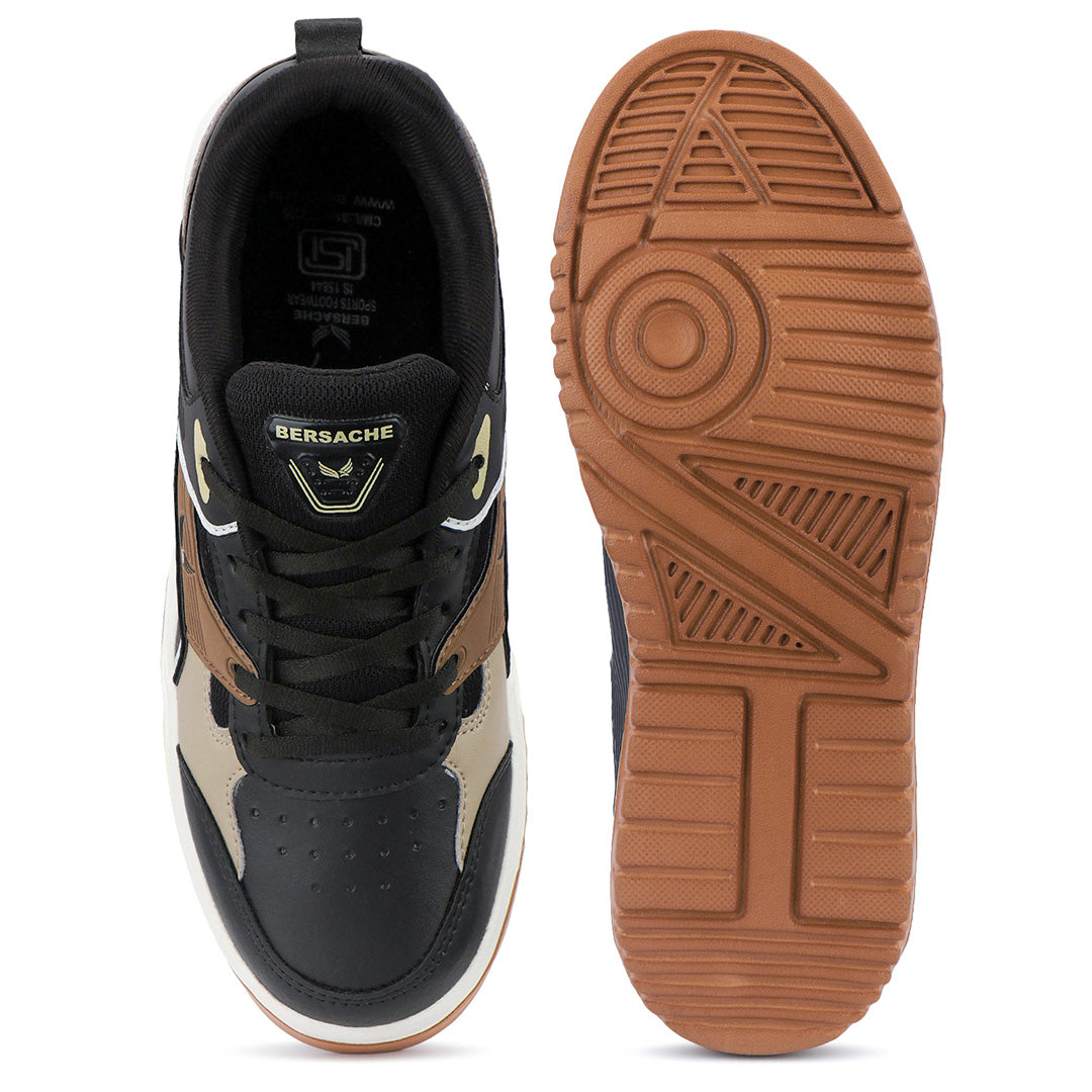 Bersache Casual Sneaker shoe for Men| Soft Cushioned Insole , Slip-Resistance Casuals For Men (Brown-White-8148)