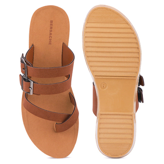 Bersache Extra Soft Classic Casual with  Regular wear with Ultra Soft & Flexibility Technology Sandal's For Women's & Girl's-(6238-Brown)