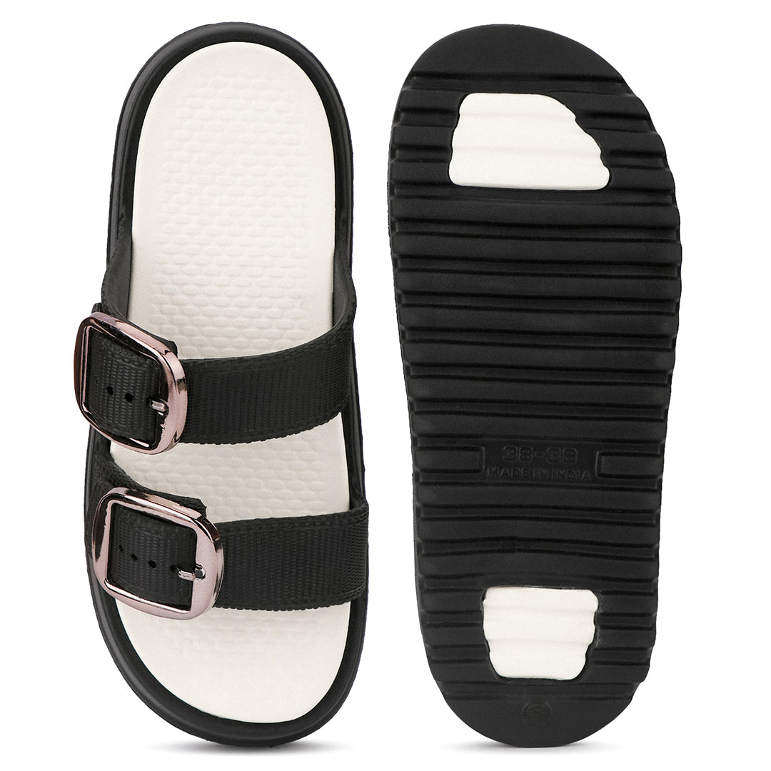 Bersache Extra Soft Classic Casual  with Regular wear with Ultra Soft & Flexibility Technology Sandals for Women's-(6362-Black).