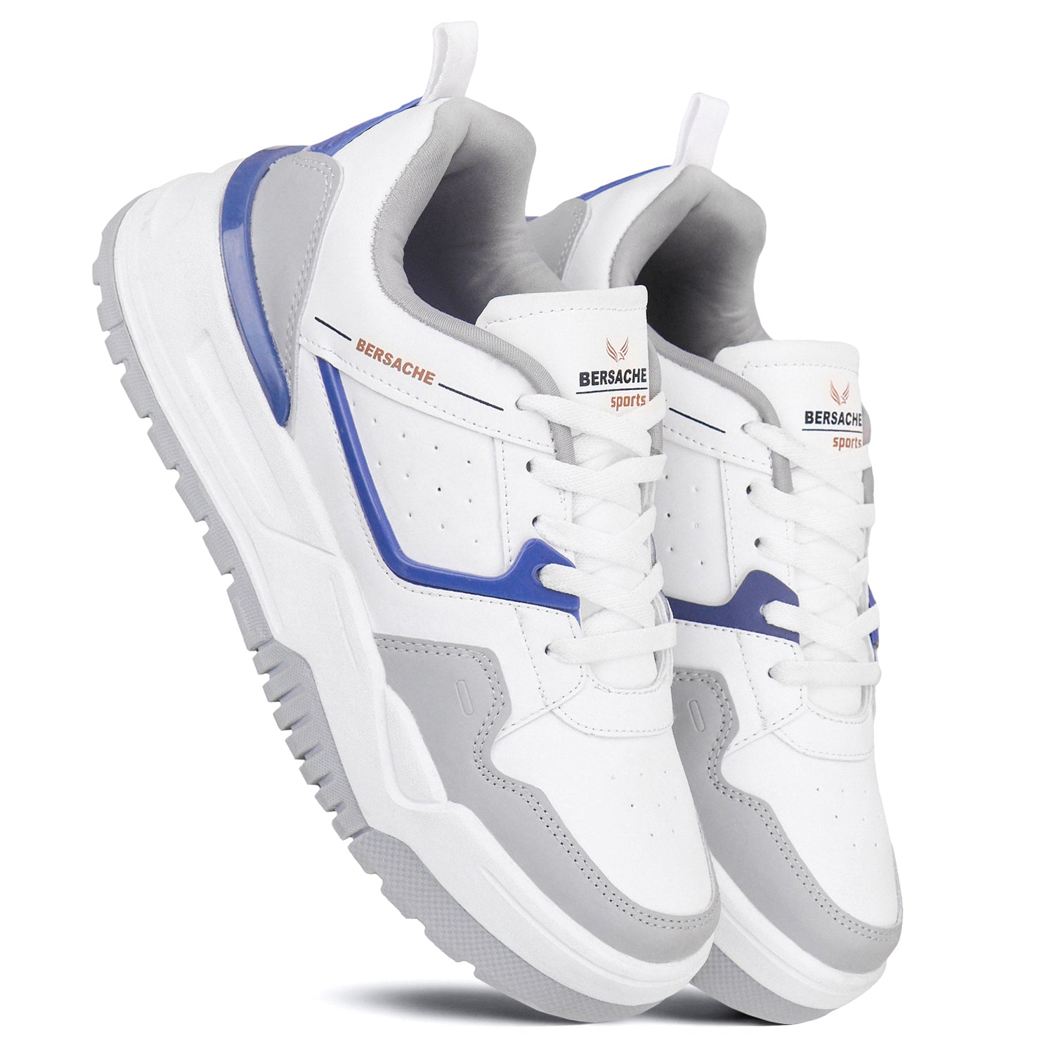 Bersache Casual Sneaker shoe for Men| Soft Cushioned Insole , Slip-Resistance Casuals For Men (Grey & White-9221).