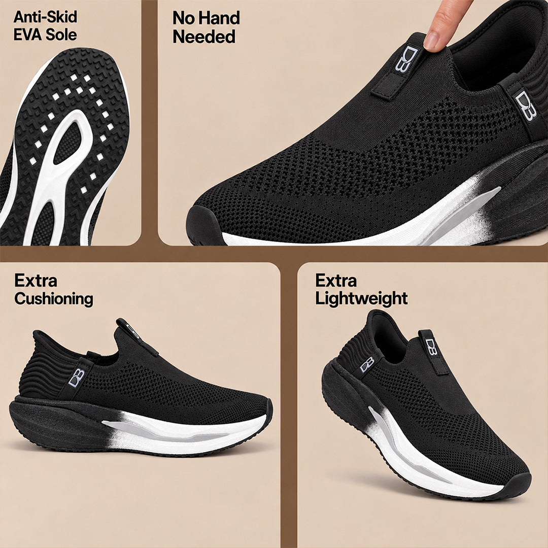 Doctor Bersache Newly Launch Pain Relief Sports Shoes for Men | Diabetic Friendly | Orthopedic Design | Extra Cushioning | Arch Support insole | Black-DB-138