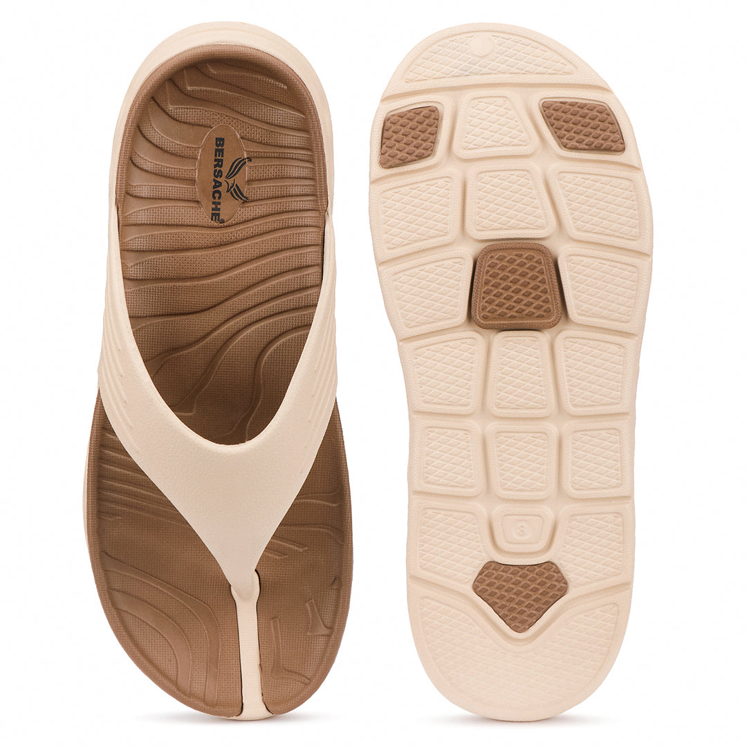 Bersache Extra Soft Classic Casual  with Regular wear with Ultra Soft & Flexibility Technology Sandals for Men's-(6344-Brown & Beige)