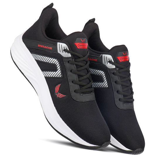 Bersache Lightweight Casual Sneaker Shoes For Men Black-8079
