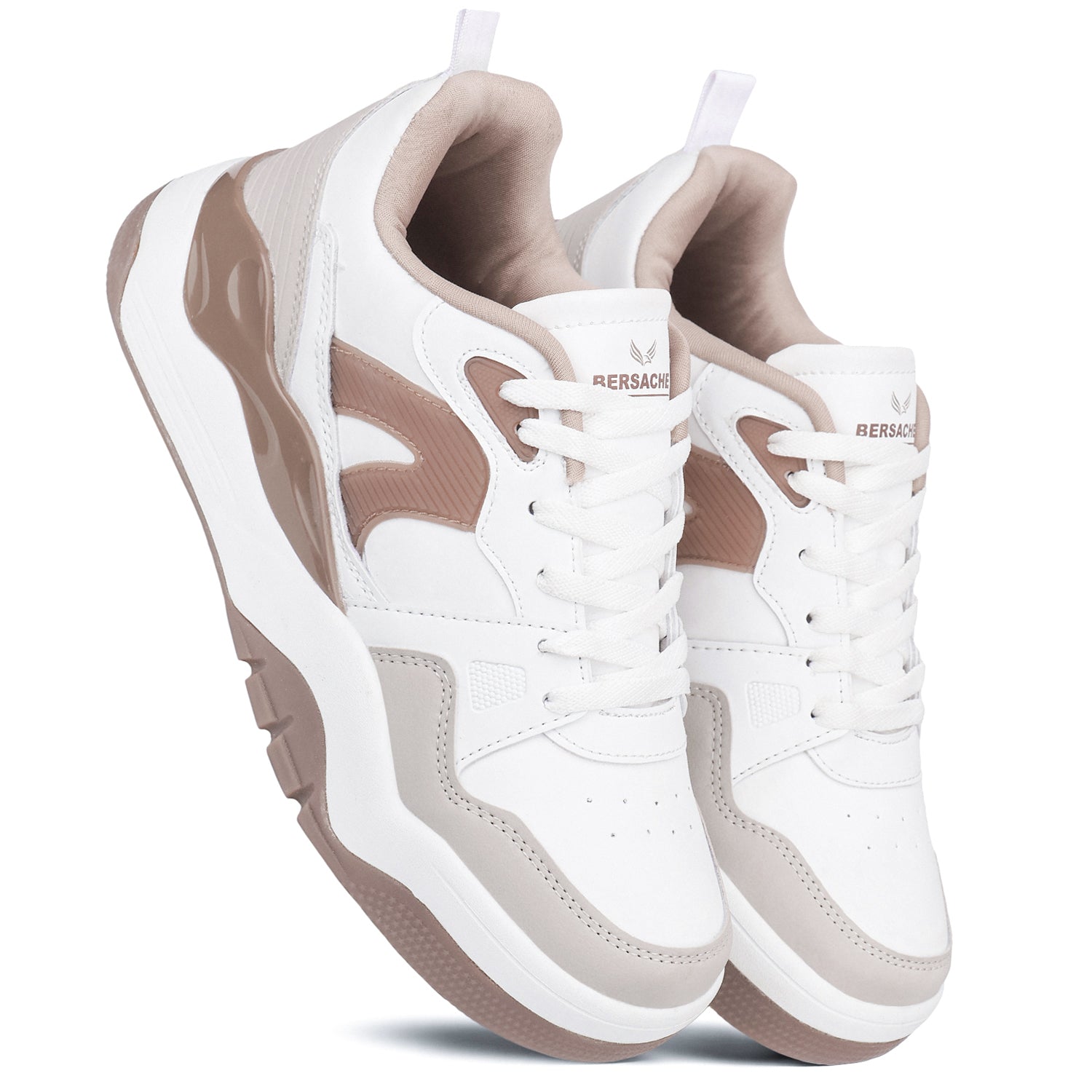 Bersache Casual Sneaker shoe for Men| Soft Cushioned Insole , Slip-Resistance Casuals For Men (Brown-White-9224).