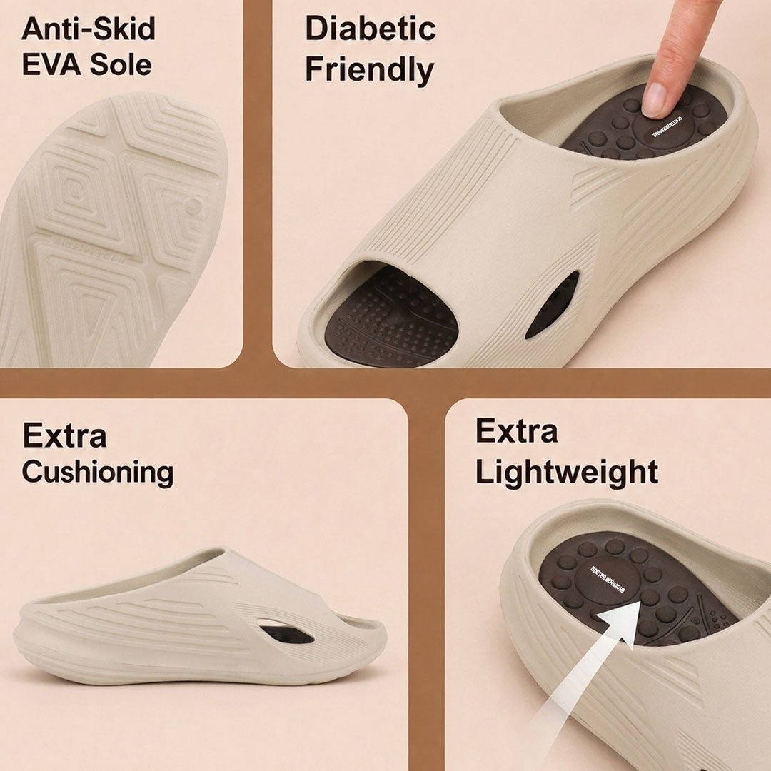 Doctor Bersache Newly Launched Orthopedic Comfort Slider for Men | Diabetic Friendly | Extra Cushioning | Arch Support | Pain | White DS104 .