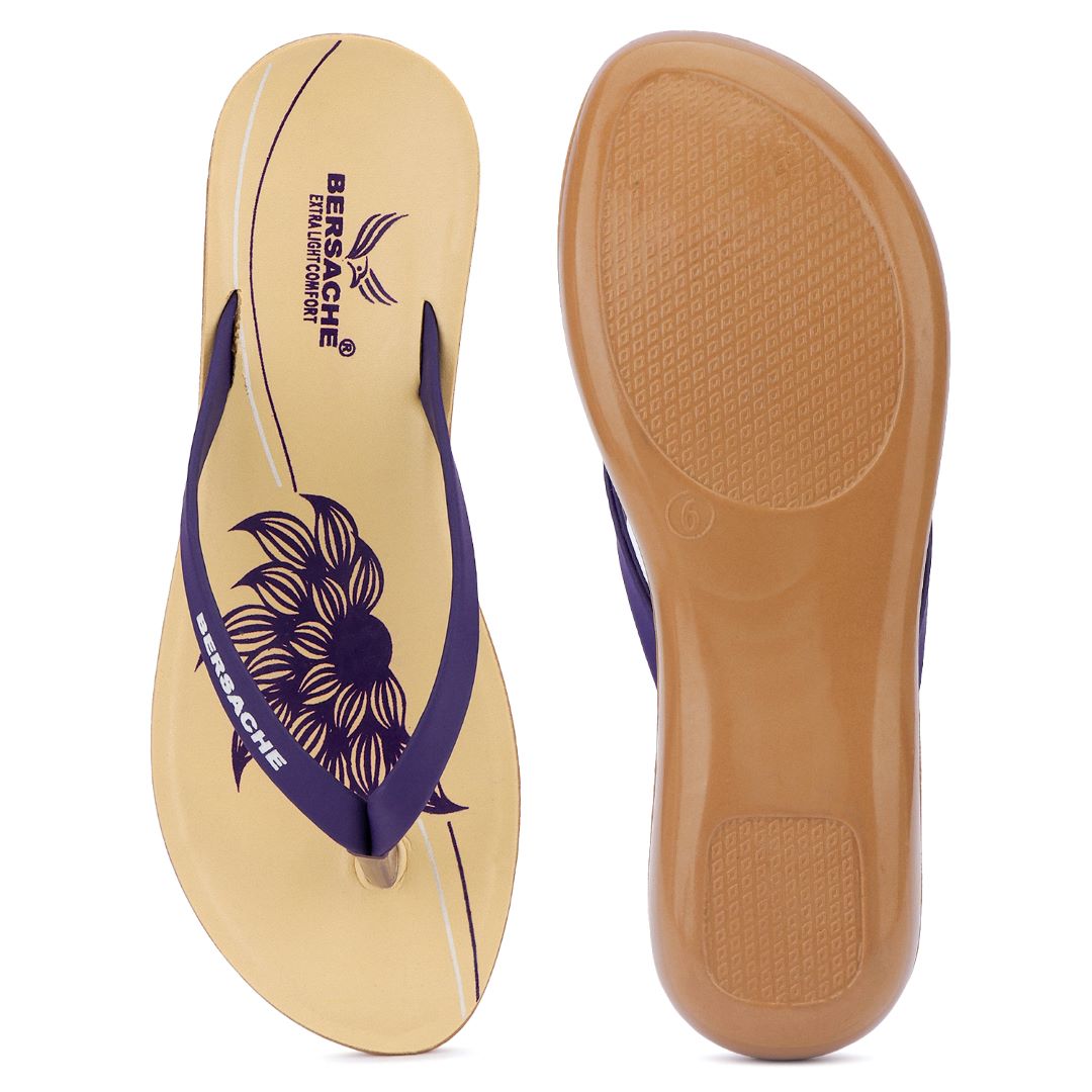 Bersache Extra Soft Classic Casual with  Regular wear with Ultra Soft & Flexibility Technology Flip-Flop for Women's & Girl's (6247-Purple)