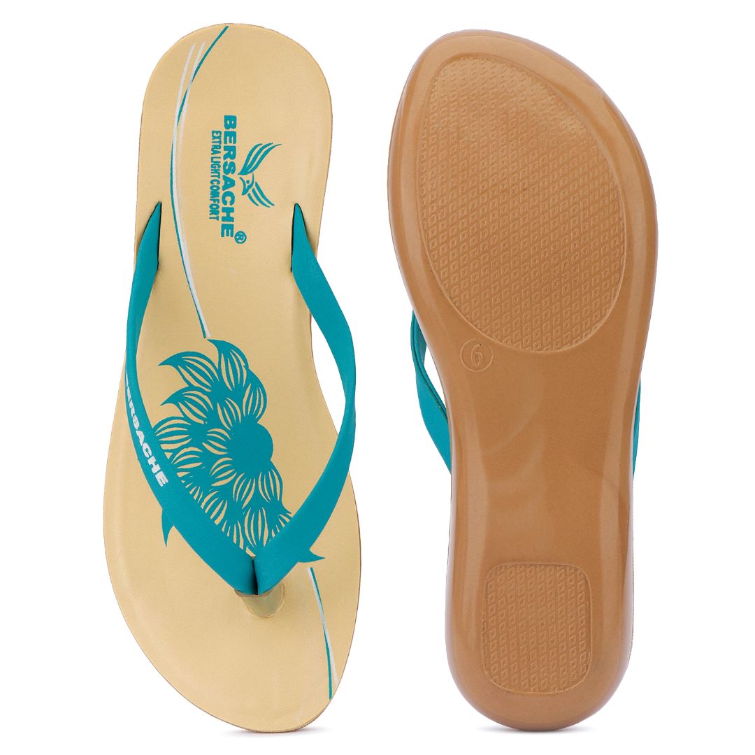 Bersache Extra Soft Classic Casual with  Regular wear with Ultra Soft & Flexibility Technology Flip-Flop for Women's & Girl's (6248-Green)