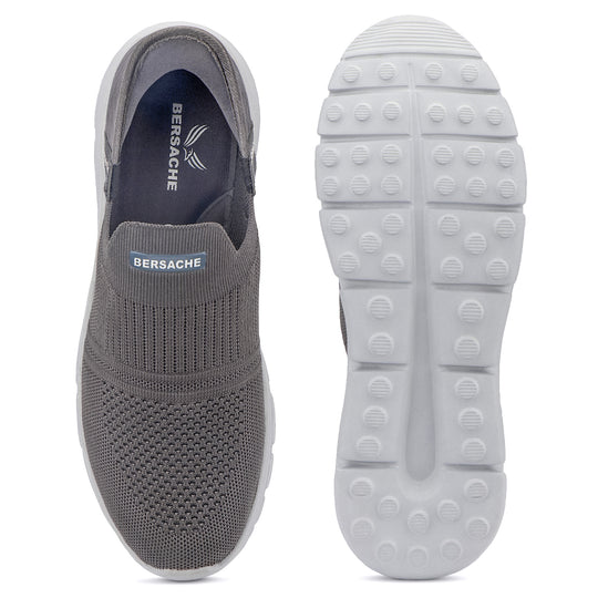 Bersache Lightweight Casual Sneaker Shoes For Men Grey-8076