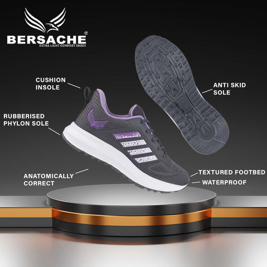 Bersache Premium Sports ,Gym, Trending Stylish Running shoes for Women (8029-Purple)