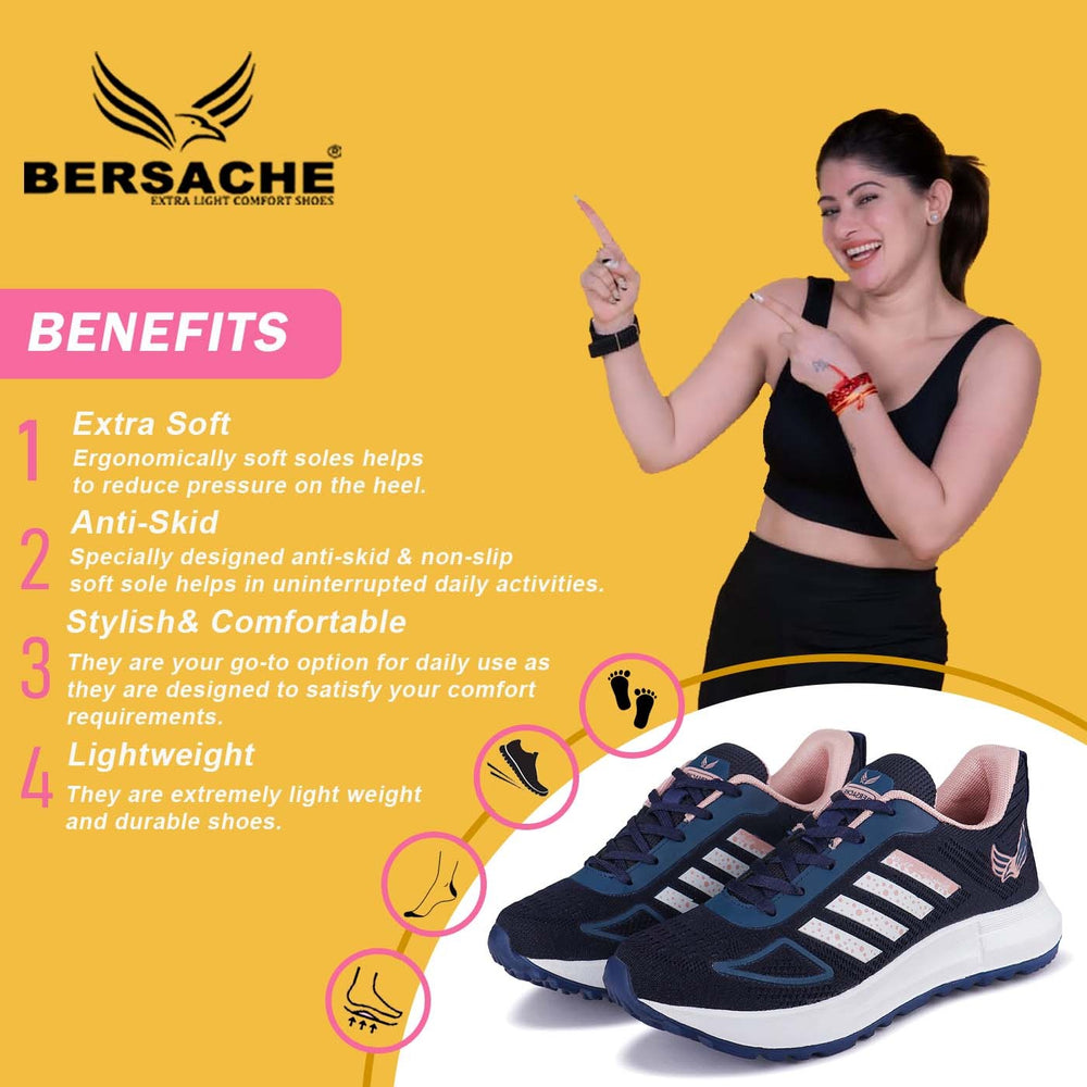 Bersache Premium Sports ,Gym, Trending Stylish Running shoes for Women (8031-Blue)