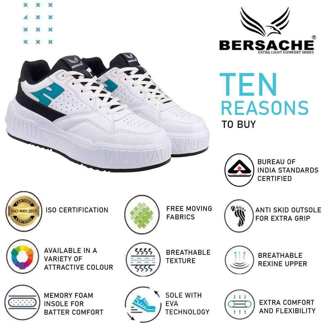 Bersache Sneaker, Loafers ,Casual With Extra Comfort Sneakers For Men's/Boy's (8047-White & Black)