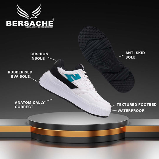 Bersache Sneaker, Loafers ,Casual With Extra Comfort Sneakers For Men's/Boy's (8047-White & Black)