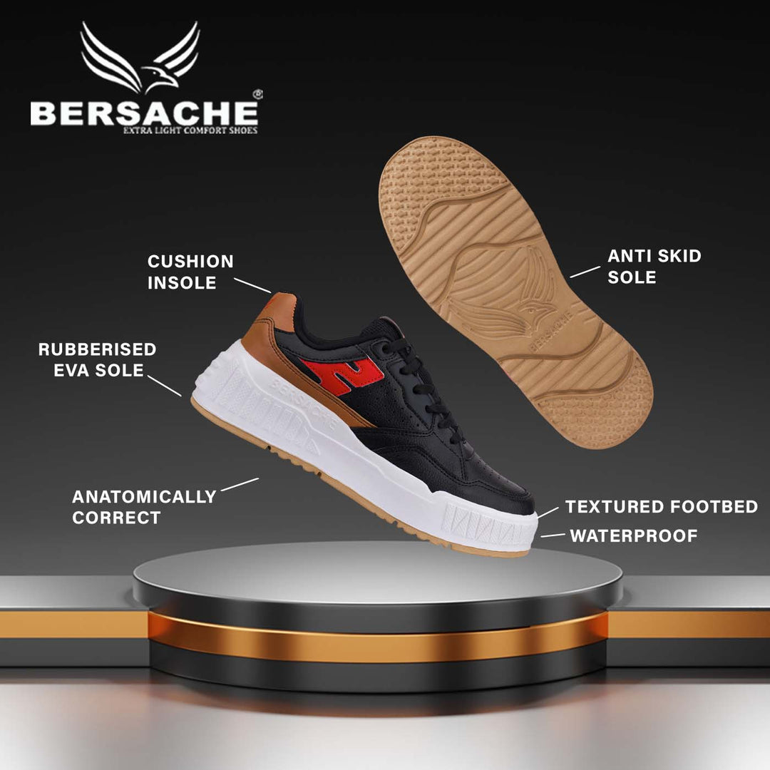 Bersache Sneaker, Loafers ,Casual With Extra Comfort Sneakers For Men's/Boy's (8048-Black & Brown)