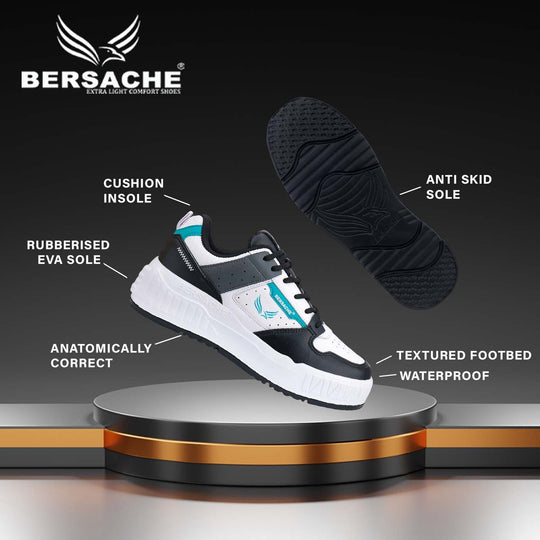 Bersache Sneaker, Loafers ,Casual With Extra Comfort Sneakers For Men's/Boy's (8051-Black & Blue)