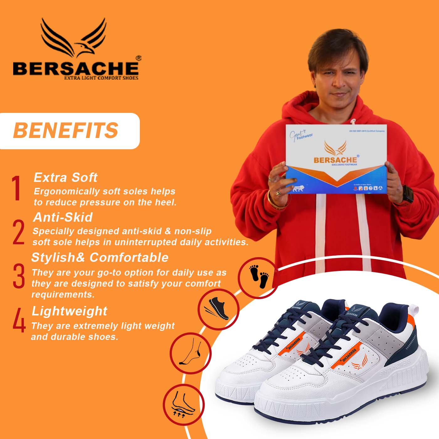 Bersache Sneaker, Loafers ,Casual With Extra Comfort Sneakers For Men's/Boy's (8052-White)
