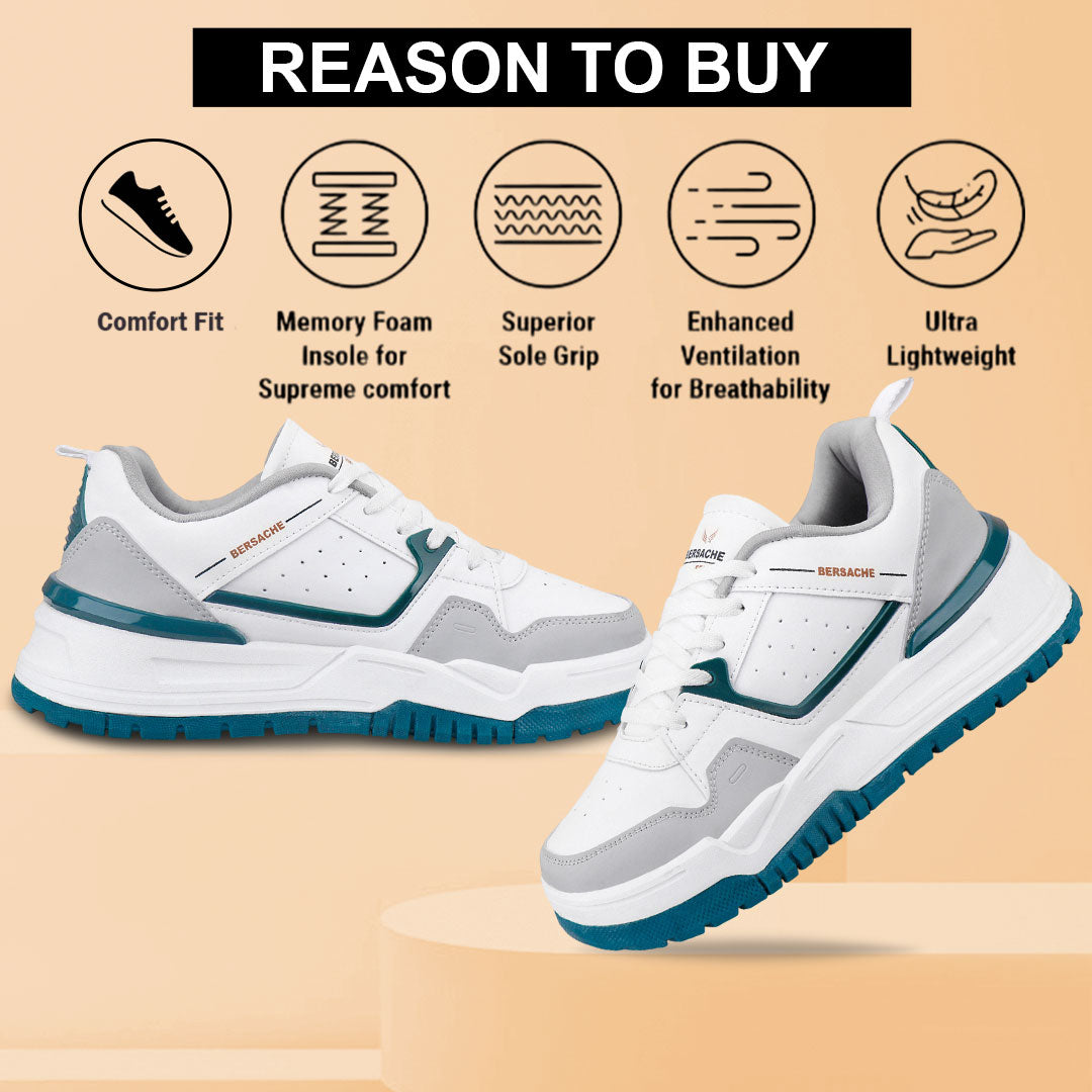 Bersache Premium Sports ,walking,Gym,cricket, Trending  Running Shoes For Men's (White-9219).