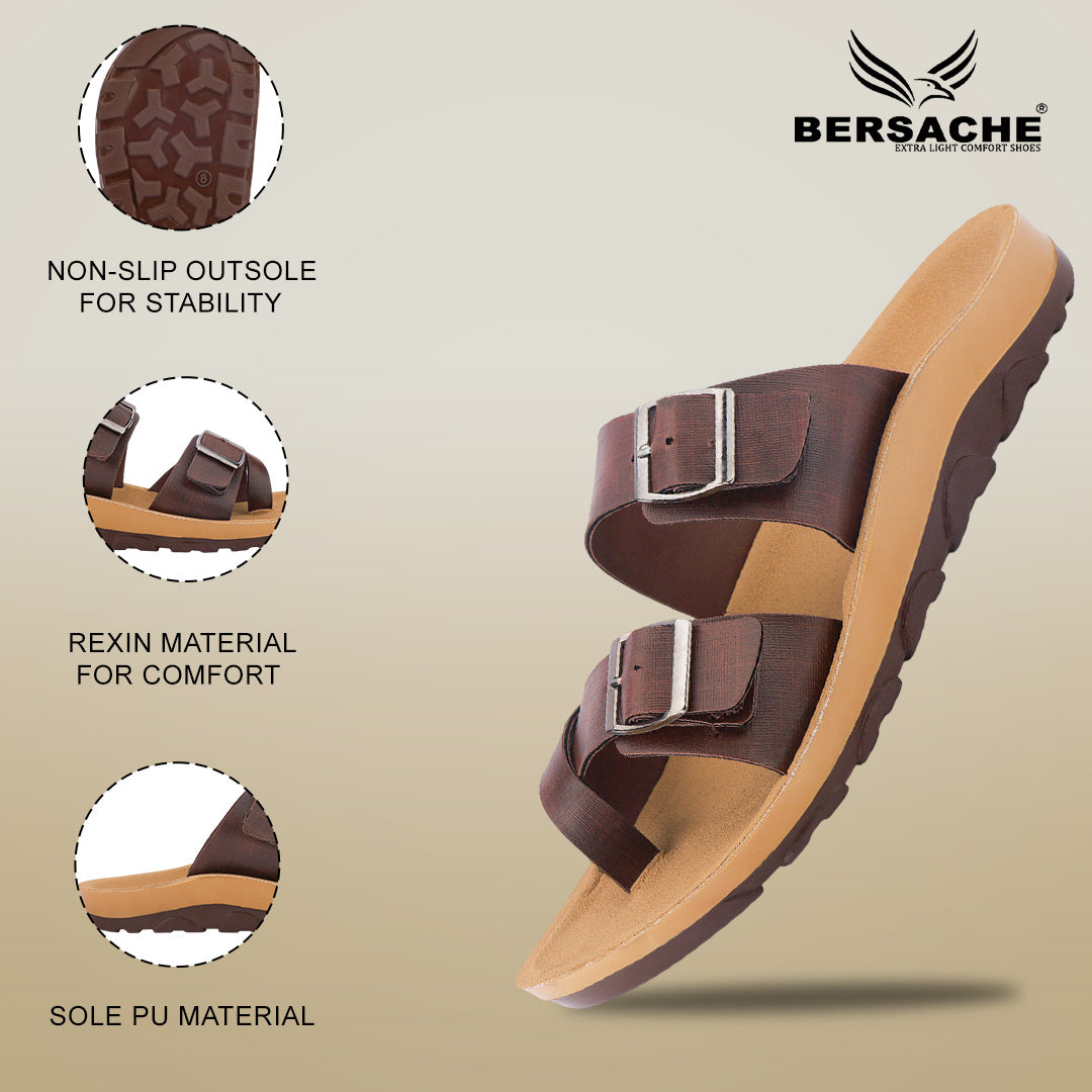 Bersache Extra Soft Classic Casual with  Regular wear with Ultra Soft & Flexibility Technology Slipper For Men's & Boy's-Brown-6217
