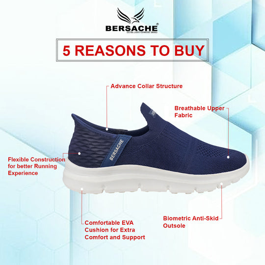 Bersache Lightweight Casual Sneaker Shoes For Men Blue-8078