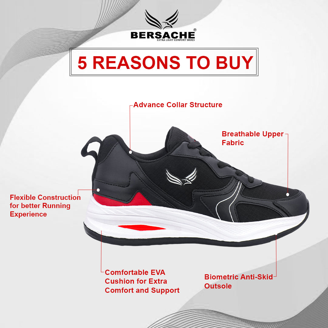 Bersache Casual Sneaker shoe for Men| Soft Cushioned Insole , Slip-Resistance Casuals For Men (8117-Black)