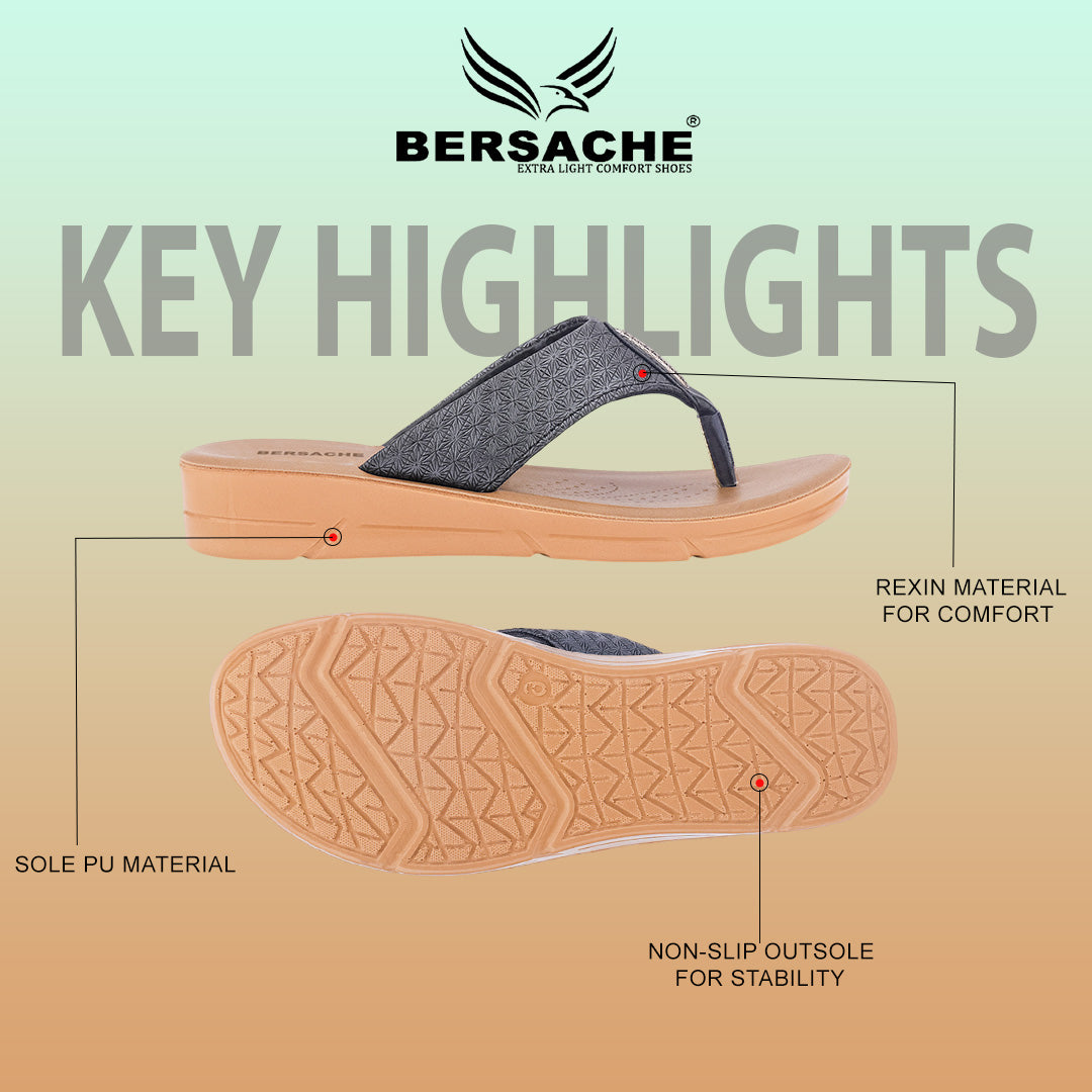 Bersache Extra Soft Classic Casual with  Regular wear with Ultra Soft & Flexibility Technology Sandal For Women's/Girl's-Black-6230