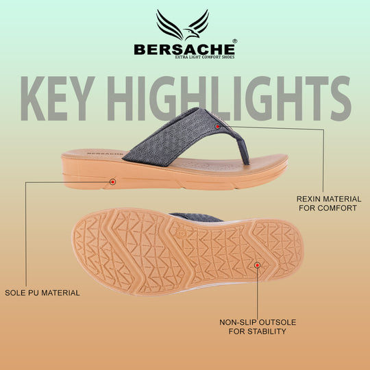 Bersache Extra Soft Classic Casual with  Regular wear with Ultra Soft & Flexibility Technology Sandal For Women's/Girl's-Black-6230