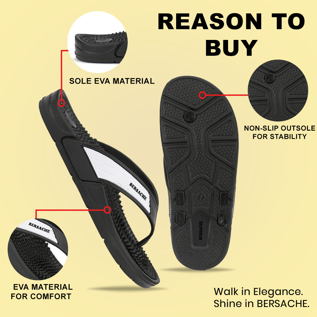 Bersache Extra Soft Classic Casual  with  Regular wear with Ultra Soft & Flexibility Technology Flip-Flop for Men's-(6335-Black).