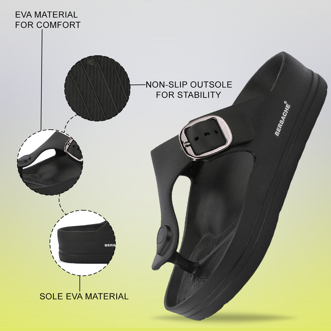 Bersache Extra Soft Classic Casual  with  Regular wear with Ultra Soft & Flexibility Technology Sandals for Men's-(6288-Black)