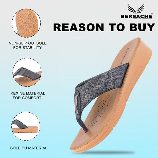 Bersache Extra Soft Classic Casual with  Regular wear with Ultra Soft & Flexibility Technology Flip Flop For women's/Girl's-(Black-6230)